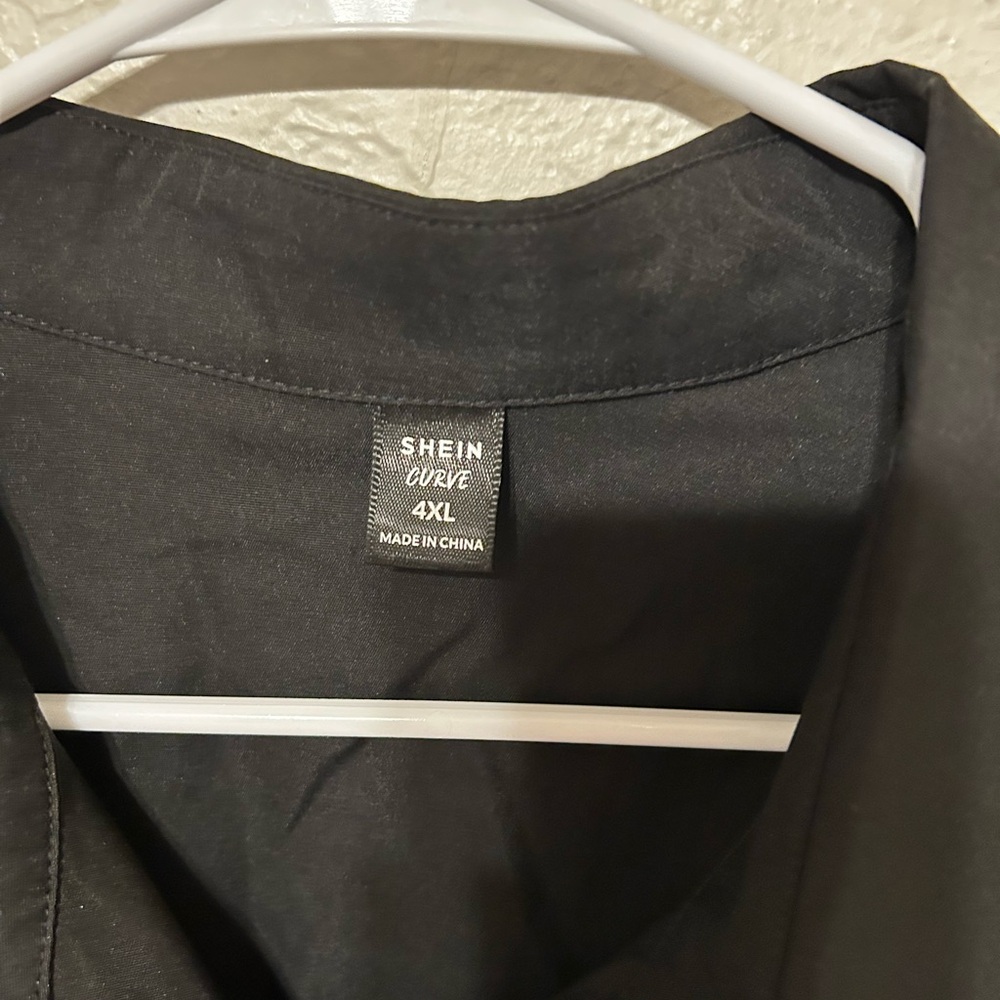 🛼SHEIN Black Collared Shirt button down long sleeve size 4XL GUC.. - Picture 3 of 7